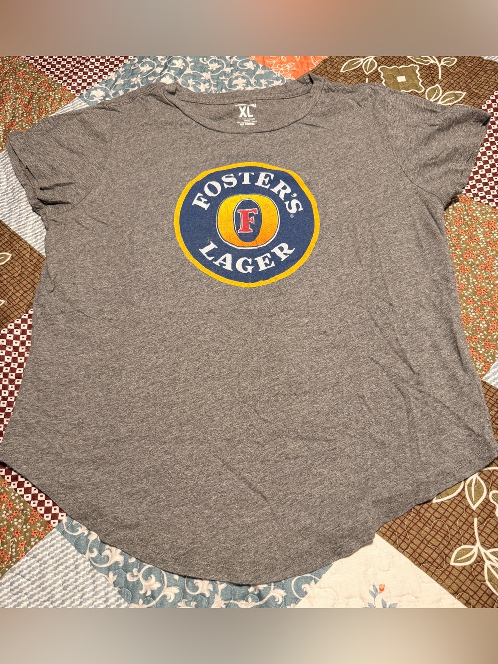 Women’s - Tailgate XL Foster’s Lager Graphic Tee Gray Soft Modal Blend T-Shirt